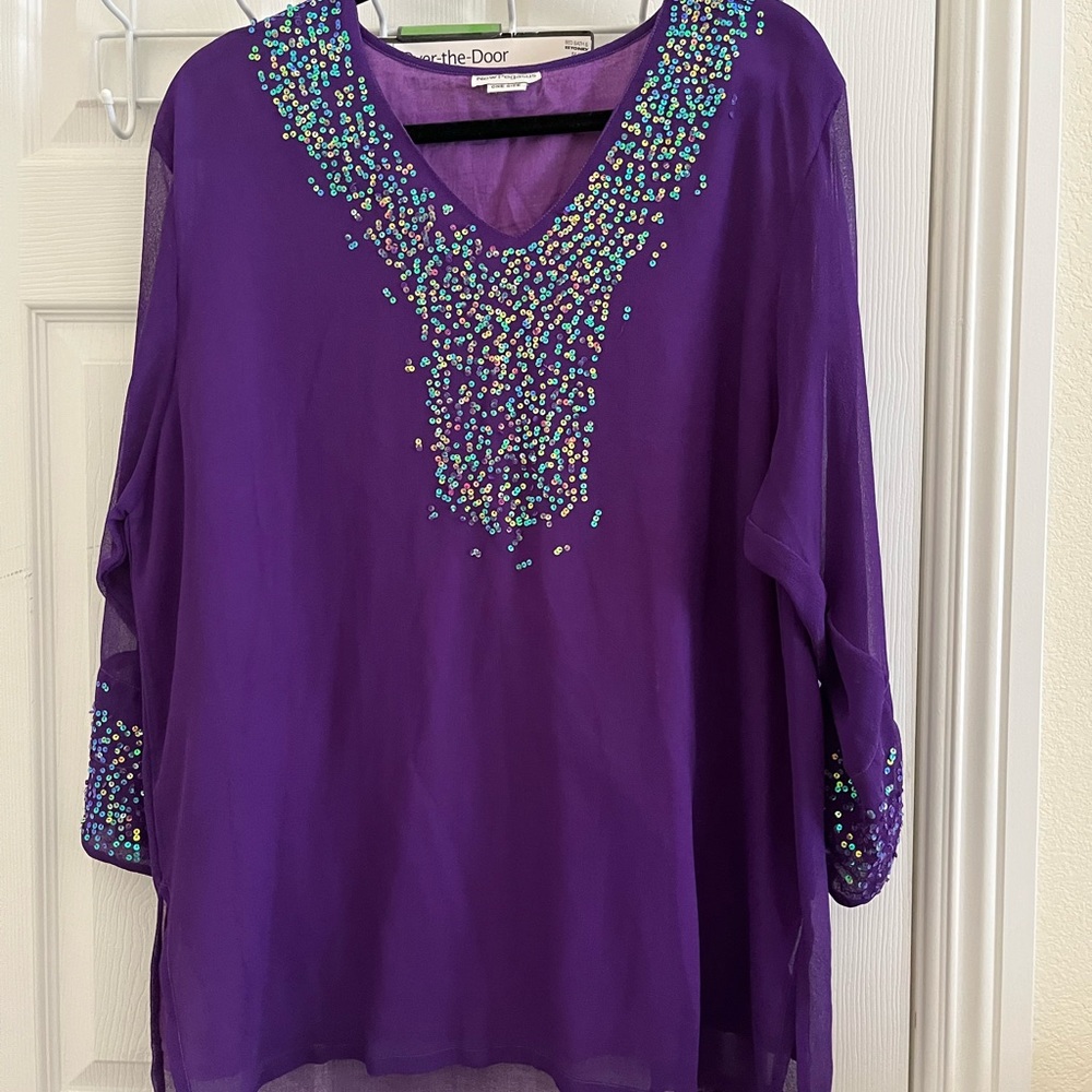 Purple Sequined Blouse by New Pegasus